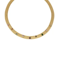 Collar de Circonita Multicolor acabado en oro amarillo 18k - Vaine