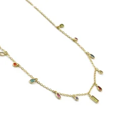 Collar de Circonita Multicolor acabado en oro amarillo de 18k - Ayisha