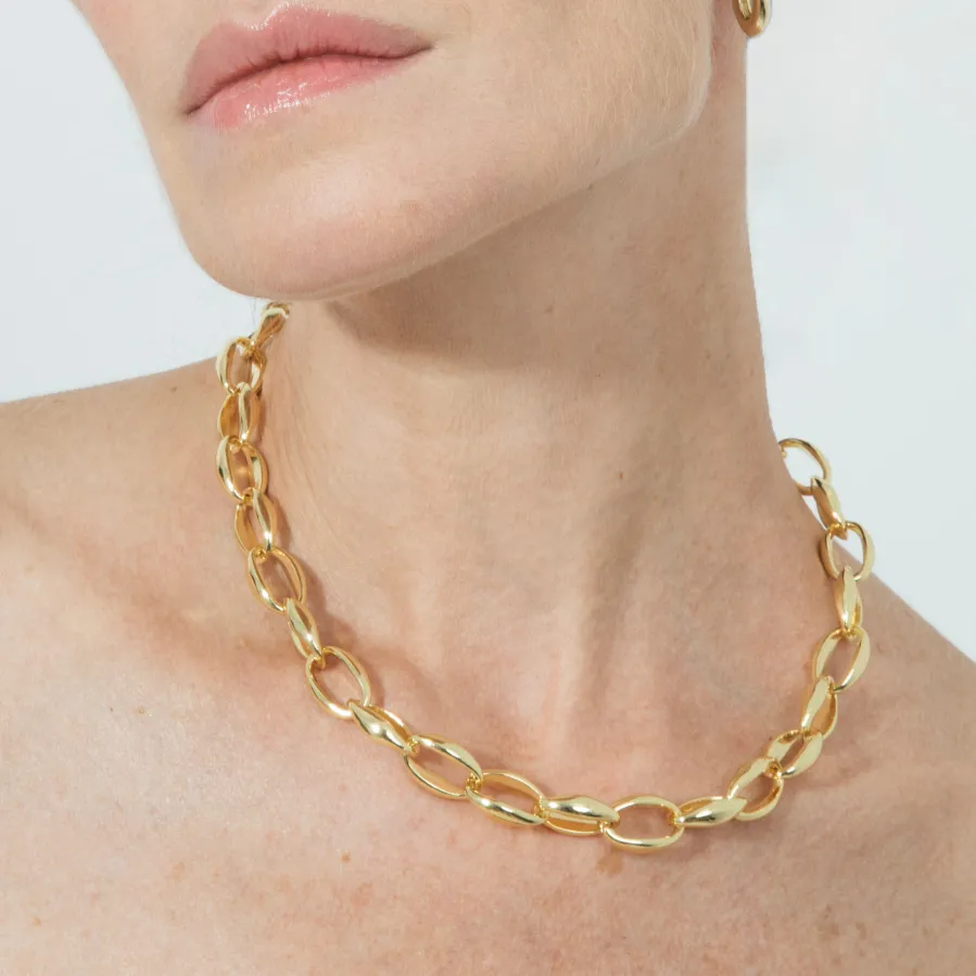 Collar de 42cm acabado en Oro Amarillo de 18k - Hande