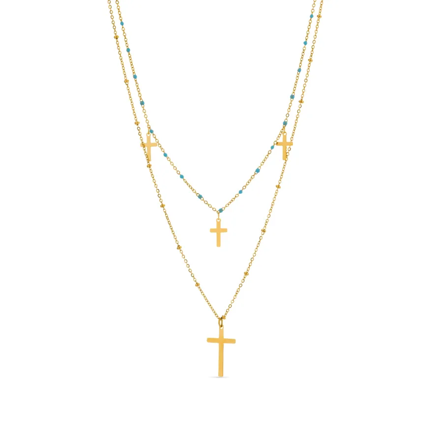 Collar de Cristal Azul acabado en oro amarillo 18K - Lidriel