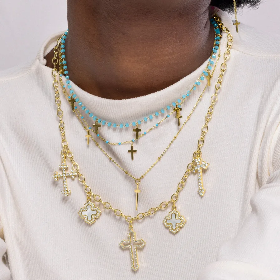 Collar de Cristal Azul acabado en oro amarillo 18K - Lidriel