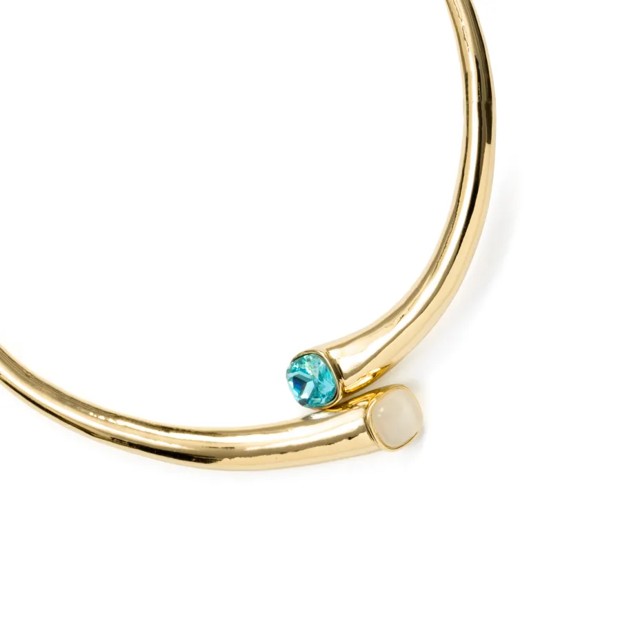 Collar de Cristal Azul acabado en oro amarillo de 18k - Ione