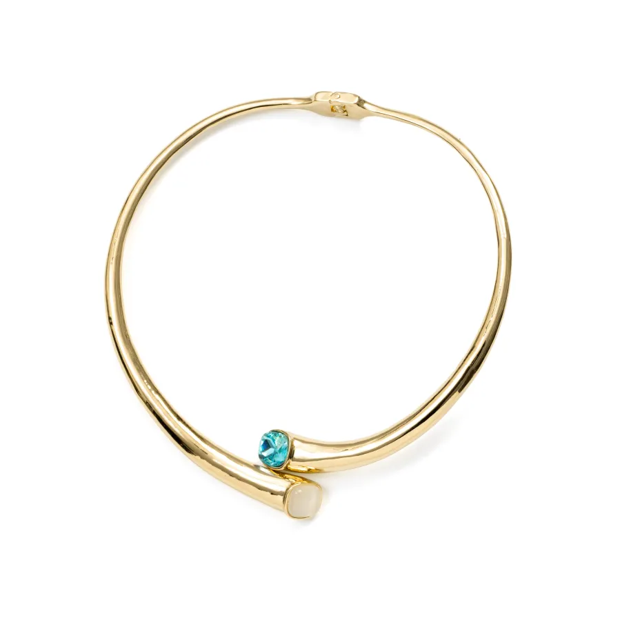 Collar de Cristal Azul acabado en oro amarillo de 18k - Ione