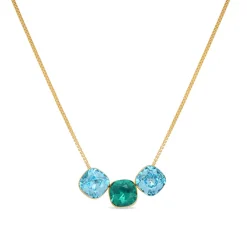 Collar de Cristal Azul acabado en oro amarillo de 18k - Kibuki