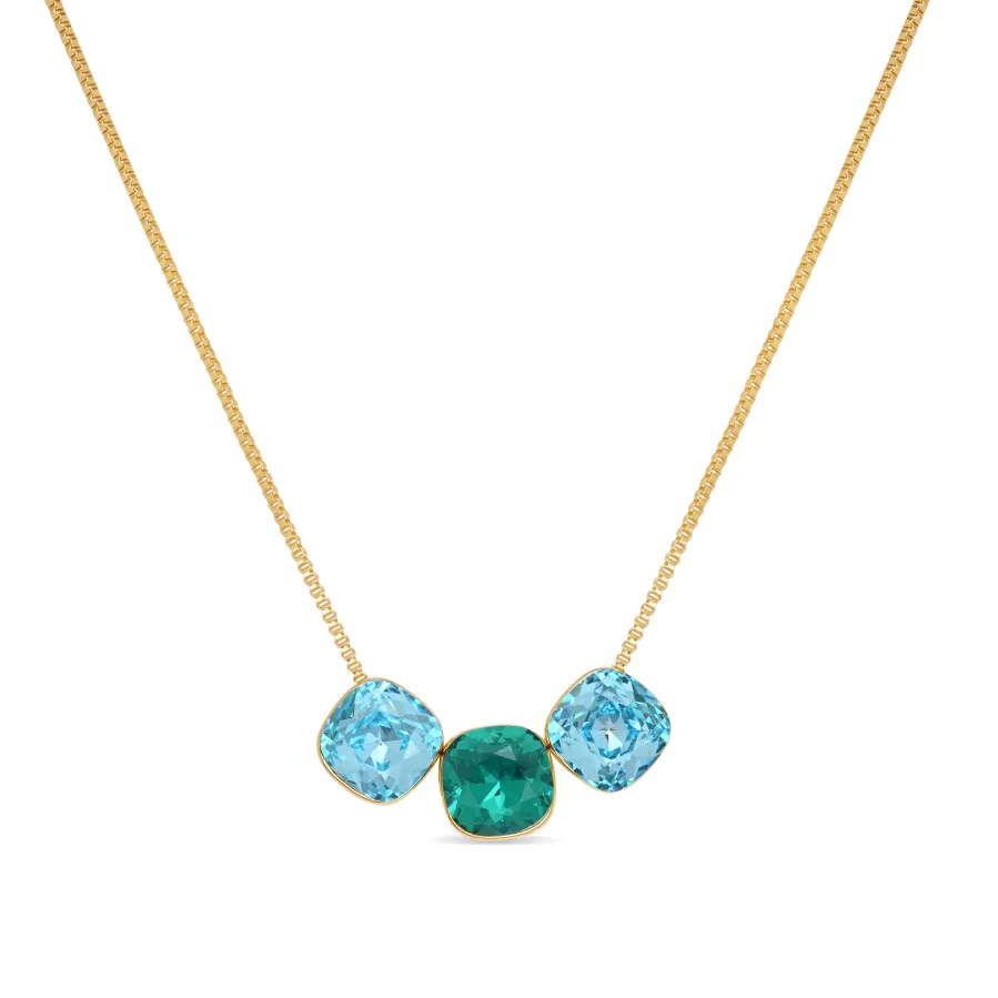 Collar de Cristal Azul acabado en oro amarillo de 18k - Kibuki