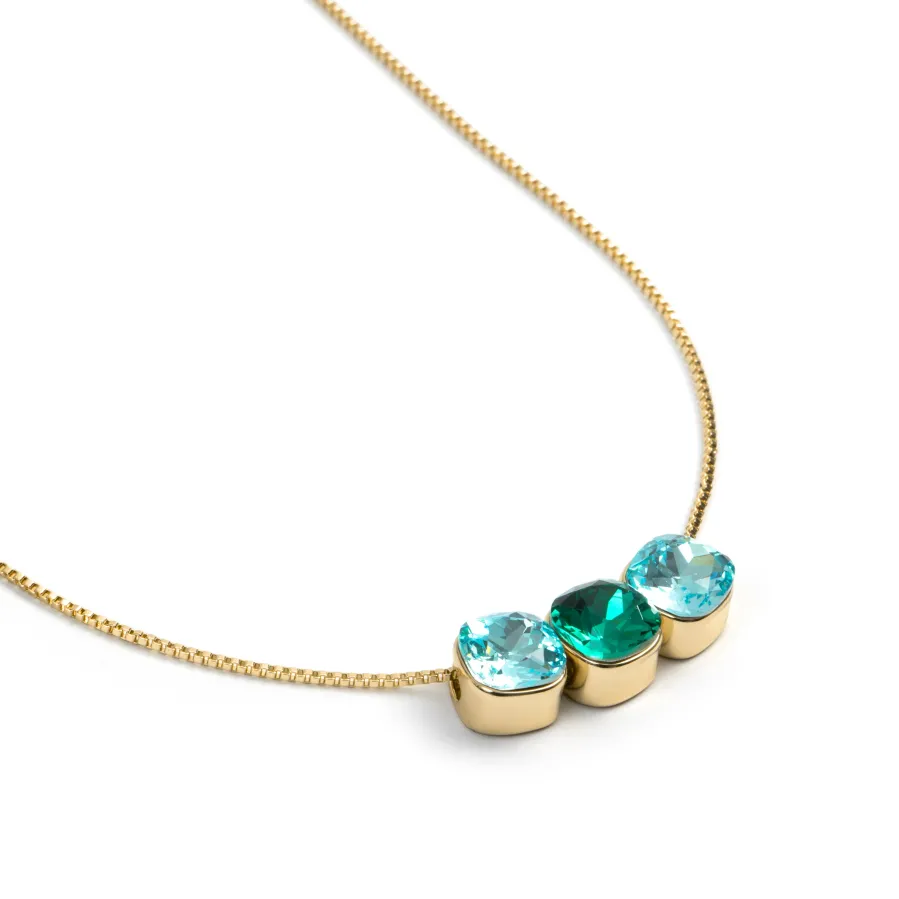 Collar de Cristal Azul acabado en oro amarillo de 18k - Kibuki