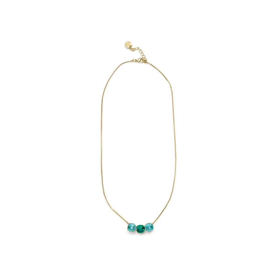 Collar de Cristal Azul acabado en oro amarillo de 18k - Kibuki