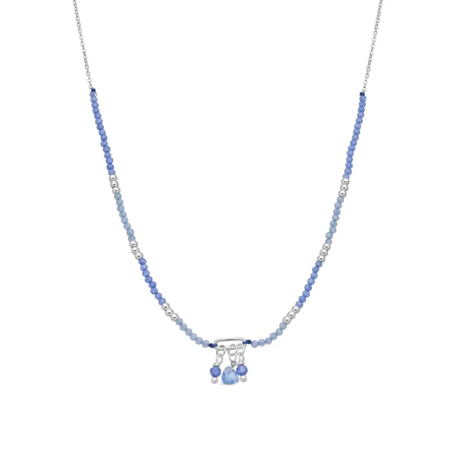 Collar de Cristal Azul acabado en rodio - Ilkan