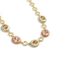 Collar de Cristal Marron acabado en oro amarillo de 18k - Amarke