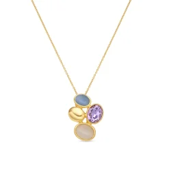 Collar de Cristal Morado acabado en oro amarillo de 18k - Sionu