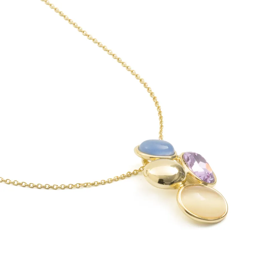 Collar de Cristal Morado acabado en oro amarillo de 18k - Sionu