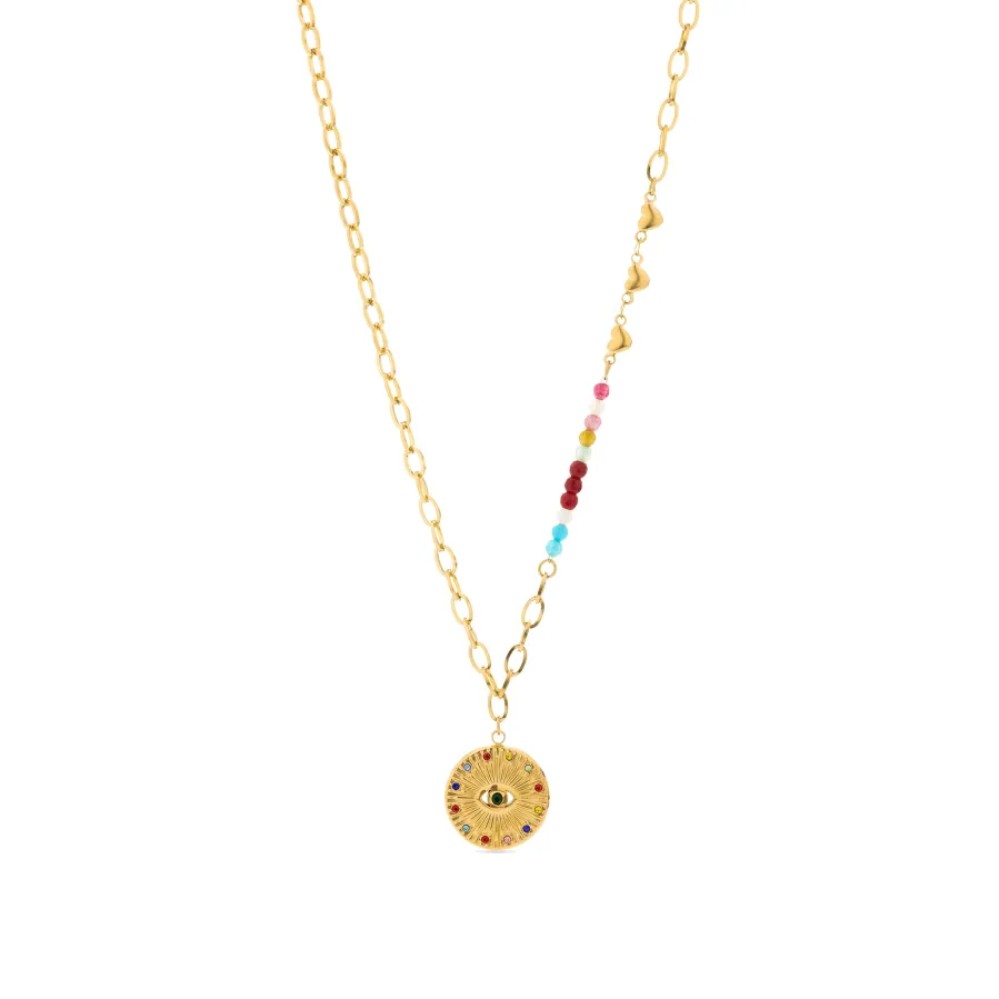 Collar de Cristal Multicolor acabado en oro amarillo 18K- Targey