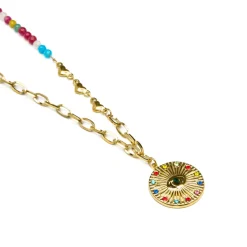Collar de Cristal Multicolor acabado en oro amarillo 18K- Targey