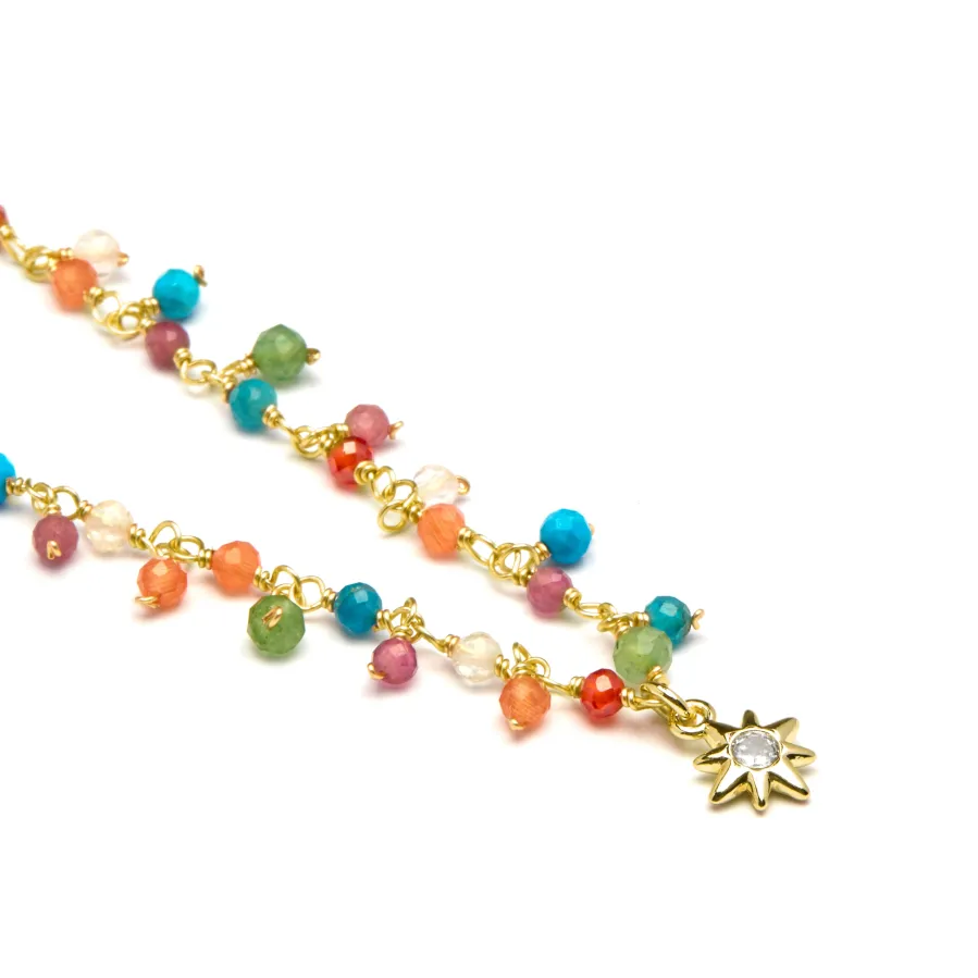Collar de Cristal Multicolor acabado en oro amarillo 18K - Lision