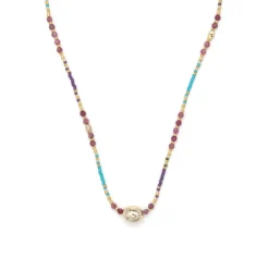 Collar de Cristal Multicolor acabado en oro amarillo de 18k - Wasei