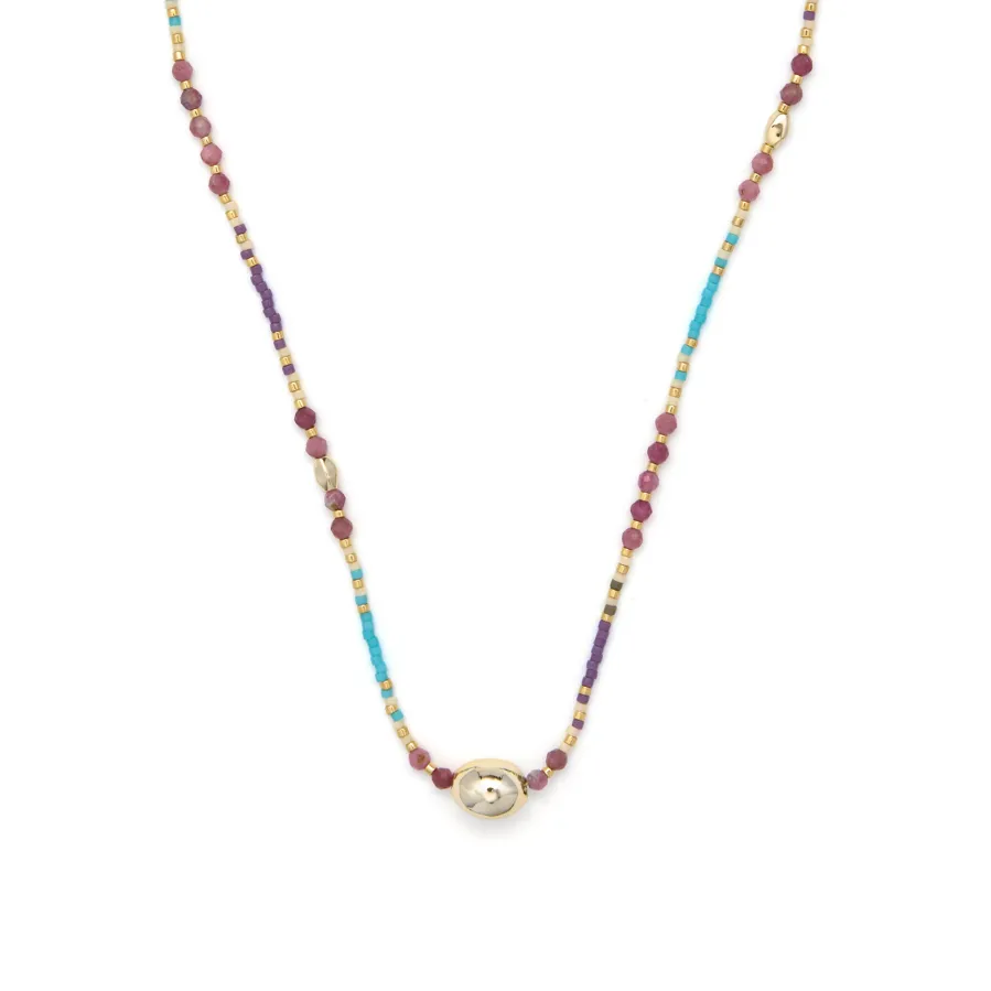 Collar de Cristal Multicolor acabado en oro amarillo de 18k - Wasei