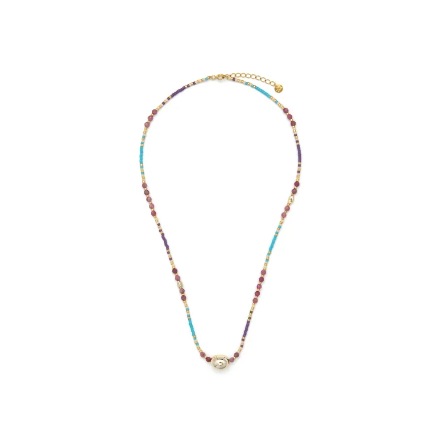 Collar de Cristal Multicolor acabado en oro amarillo de 18k - Wasei
