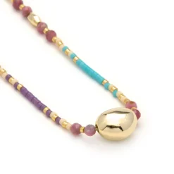 Collar de Cristal Multicolor acabado en oro amarillo de 18k - Wasei