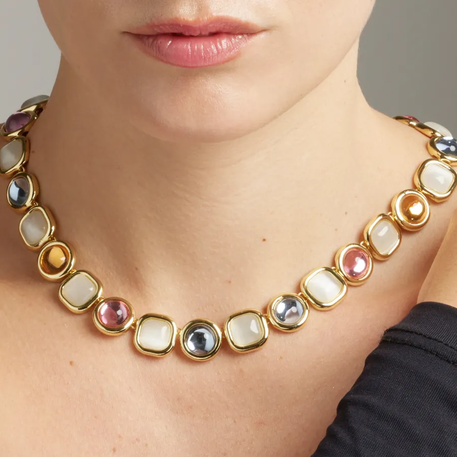 Collar de Cristal Multicolor acabado en oro amarillo 18K - Mantis