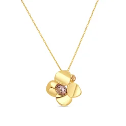 Collar de Cristal Rosa acabado en oro amarillo de 18k - Dilom