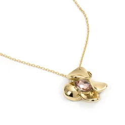 Collar de Cristal Rosa acabado en oro amarillo de 18k - Dilom