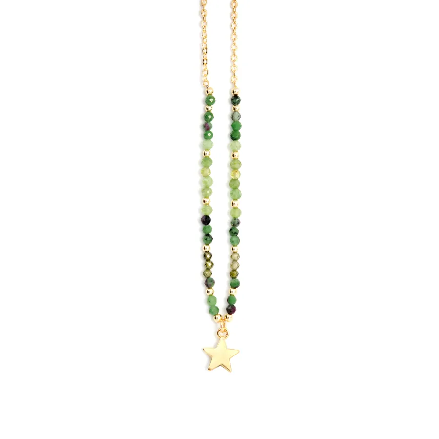 Collar de Cristal Verde acabado en oro amarillo 18K - Awulf