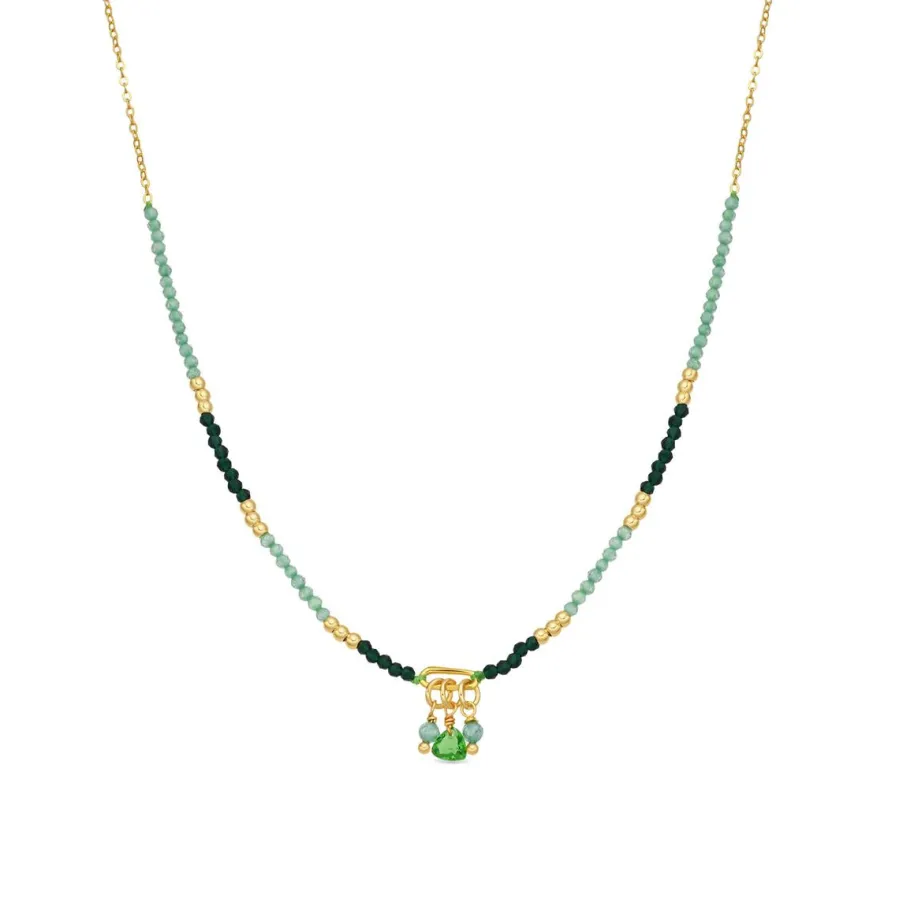 Collar de Cristal Verde acabado en oro amarillo de 18k - Ilkan