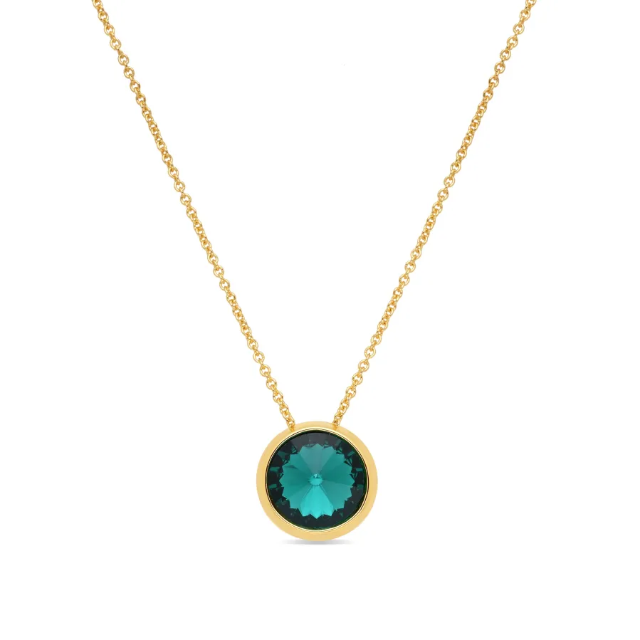 Collar de Cristal Verde acabado en oro amarillo de 18k - Ness
