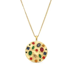 Collar de Cuarzo Hidrotermal Multicolor acabado en oro amarillo 18k - Fansya