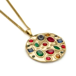 Collar de Cuarzo Hidrotermal Multicolor acabado en oro amarillo 18k - Fansya