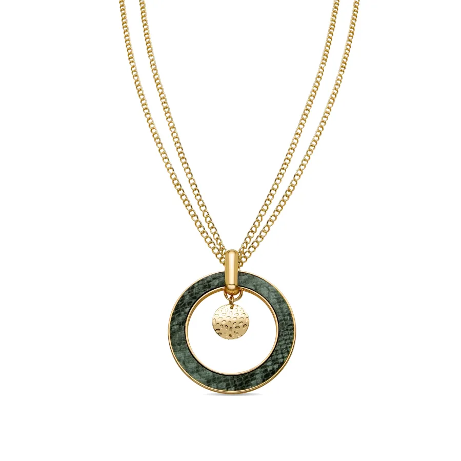 Collar de Cuero Verde Claro acabado en oro amarillo 18K - Amta