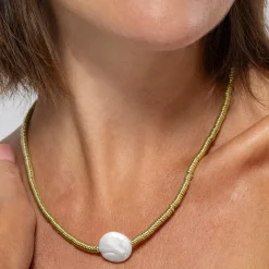 Collar de Hematite Dorado acabado en oro amarillo de 18K - Siever