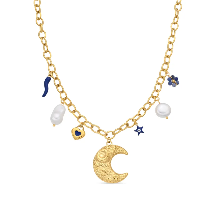 Collar de Lacado Azul acabado en oro amarillo 18k - Lynou