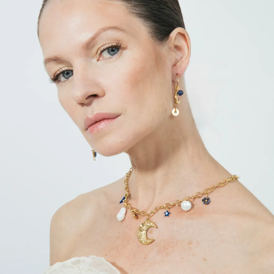 Collar de Lacado Azul acabado en oro amarillo 18k - Lynou