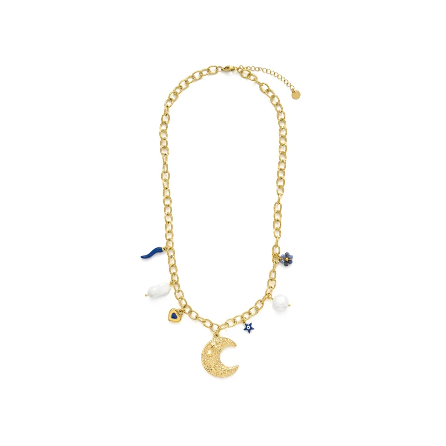 Collar de Lacado Azul acabado en oro amarillo 18k - Lynou