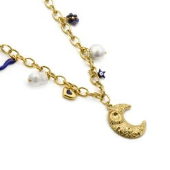 Collar de Lacado Azul acabado en oro amarillo 18k - Lynou