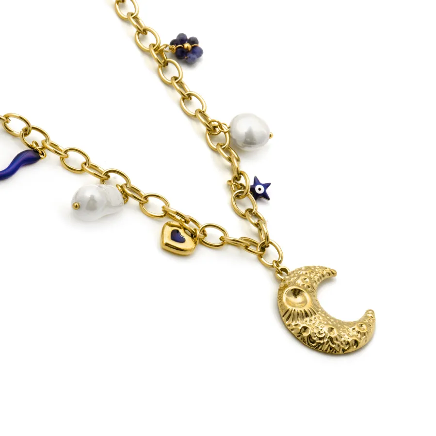 Collar de Lacado Azul acabado en oro amarillo 18k - Lynou