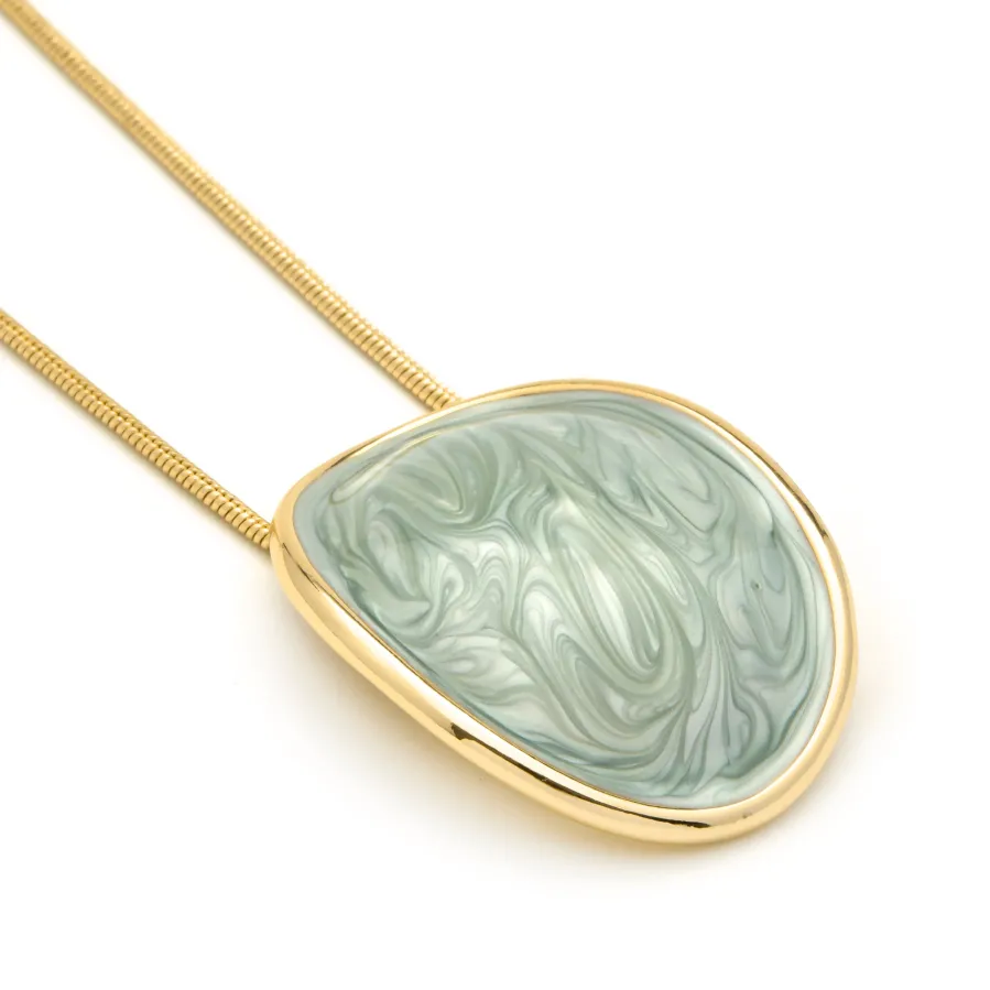 Collar de Lacado Verde acabado en oro amarillo 18k - Sul