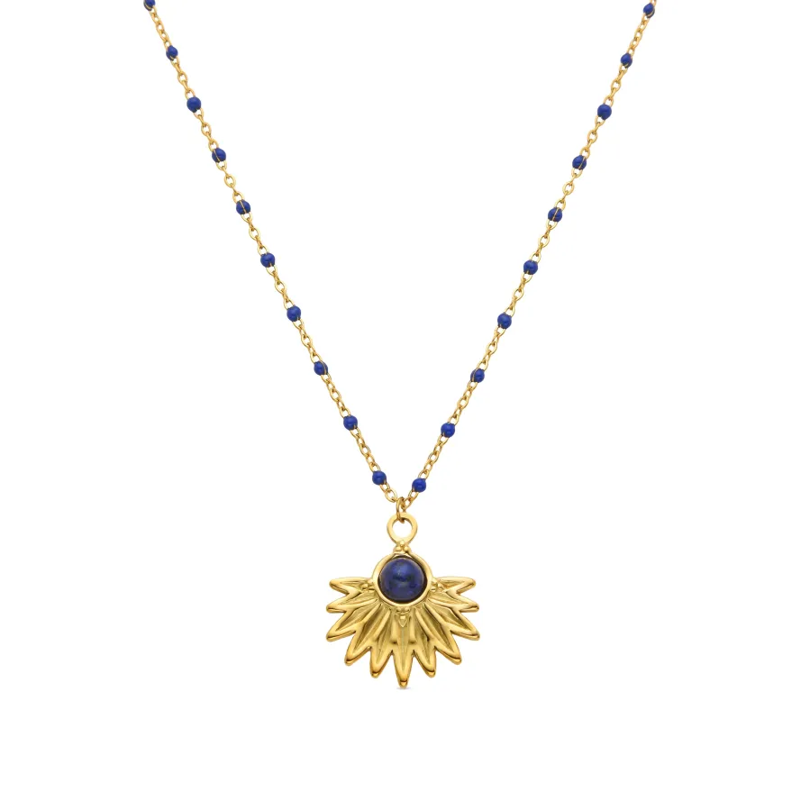 Collar de Lapislazuli Natural acabado en oro amarillo 18K- Viwing