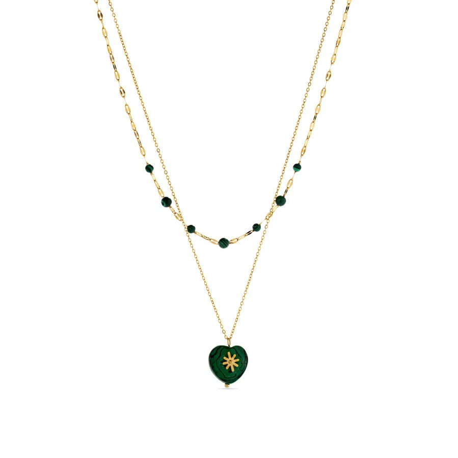 Collar de Malaquita acabado en rodio - Besya