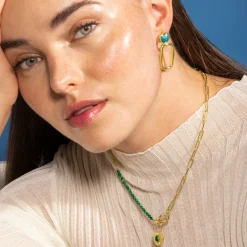 Collar de Malaquita acabado en oro amarillo 18K- Mossir