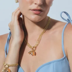 Collar de Ojo de Gato Multicolor acabado en oro amarillo 18k - Zalya
