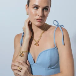 Collar de Ojo de Gato Multicolor acabado en oro amarillo 18k - Zalya