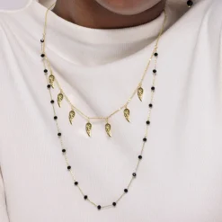 Collar de Onix acabado en oro amarillo 18K - Omka