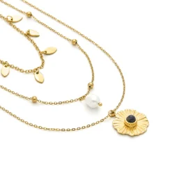 Collar de Perla Blanca acabado en oro amarillo 18k - Kixo