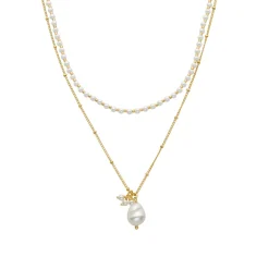 Collar de Perla Blanca acabado en oro amarillo 18K - Subri