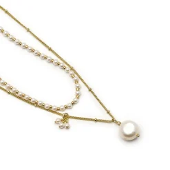 Collar de Perla Blanca acabado en oro amarillo 18K - Subri