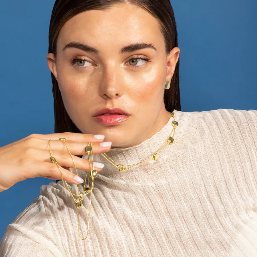 Collar de Perla Blanca acabado en oro amarillo 18K - Tislain