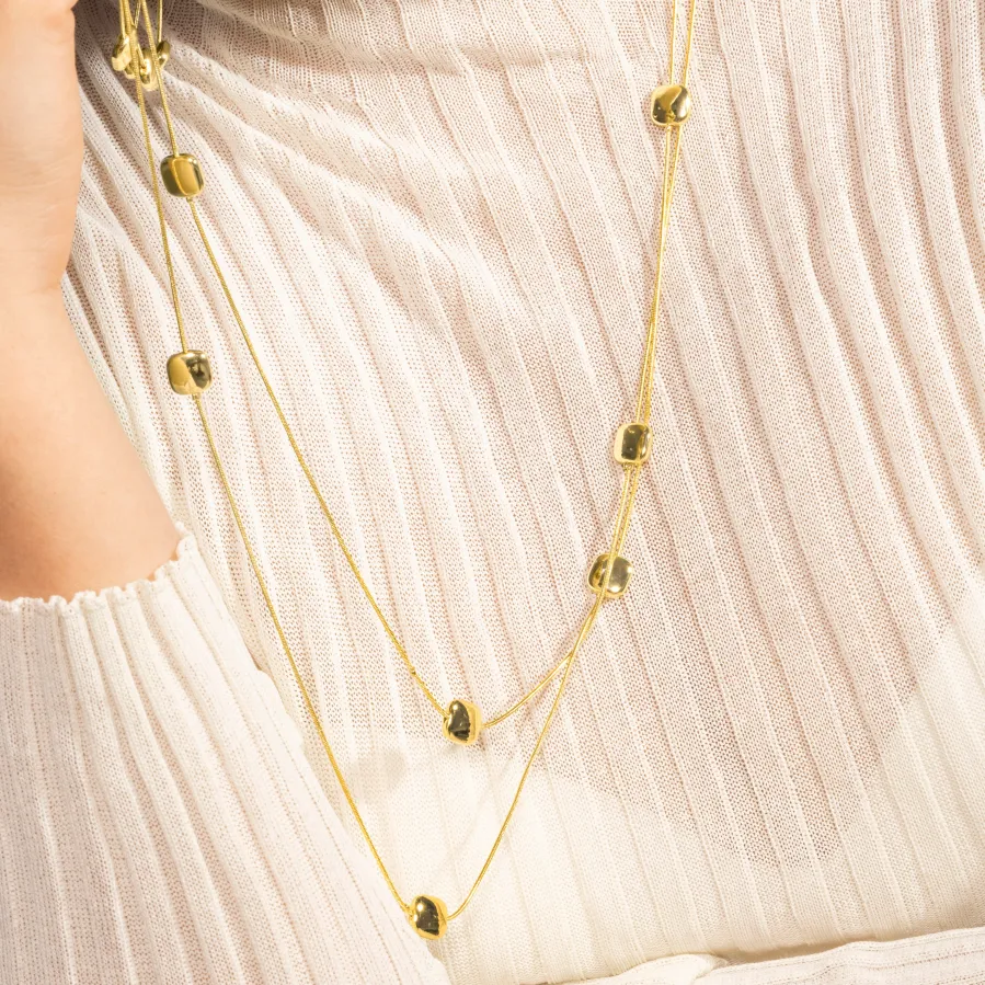 Collar de Perla Blanca acabado en oro amarillo 18K - Tislain