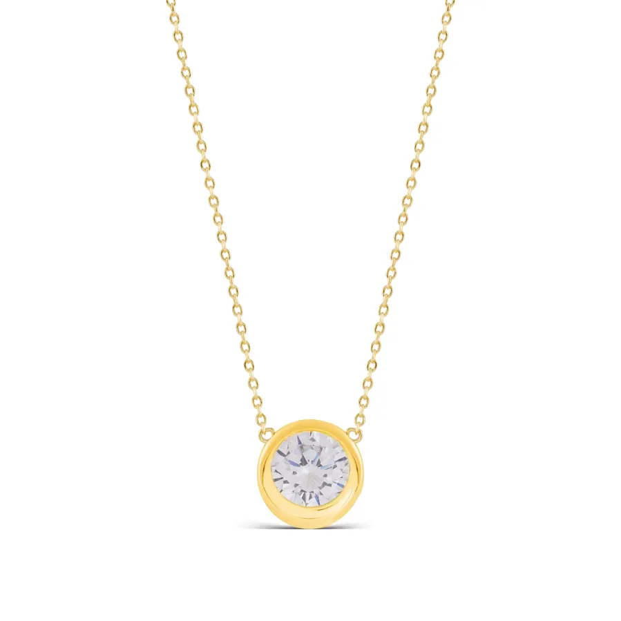 Collar de Plata de Ley 925 con Circonita Brillante acabado oro amarillo 18K - Imrak